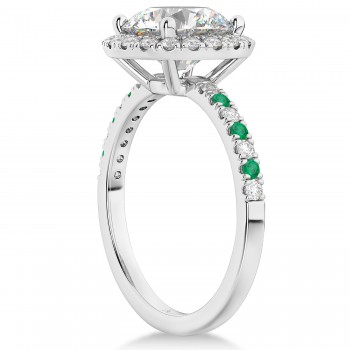 Emerald & Diamond Halo Engagement Ring Setting Platinum (0.50ct)