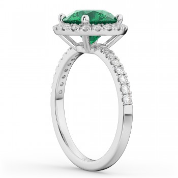 Halo Emerald & Diamond Engagement Ring Platinum 2.80ct