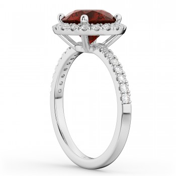 Halo Garnet & Diamond Engagement Ring Platinum 3.00ct