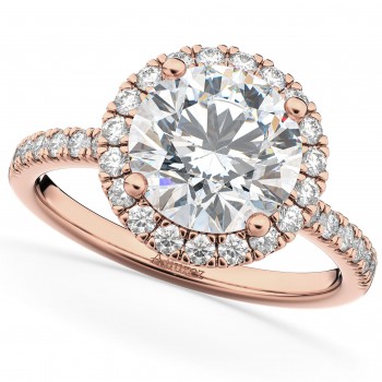 Round Halo Lab Grown Diamond Engagement Ring 14K Rose Gold (2.50ct)