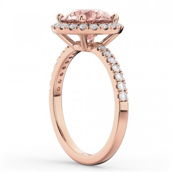 Halo Morganite & Diamond Engagement Ring 14K Rose Gold 2.25ct