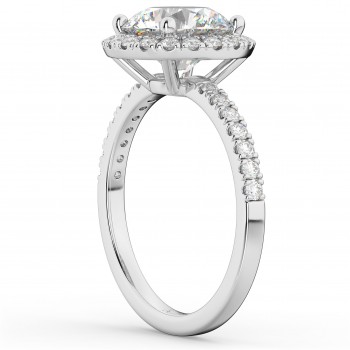 Halo Moissanite & Diamond Engagement Ring Platinum 2.10ct