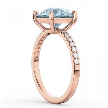 Aquamarine & Diamond Engagement Ring 18K Rose Gold 2.41ct