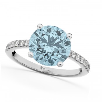 Aquamarine & Diamond Engagement Ring Platinum 2.41ct