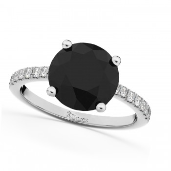 White & Black Diamond Engagement Ring 14K White Gold (2.21ct)