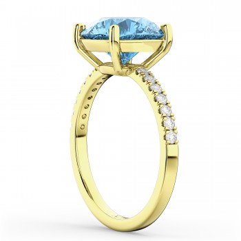 Blue Topaz & Diamond Engagement Ring 14K Yellow Gold 2.71ct