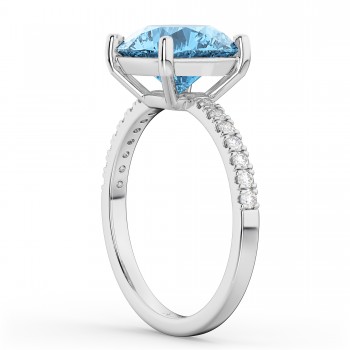 Blue Topaz & Diamond Engagement Ring 18K White Gold 2.71ct