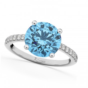 Blue Topaz & Diamond Engagement Ring Platinum 2.71ct