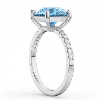 Blue Topaz & Diamond Engagement Ring Platinum 2.71ct