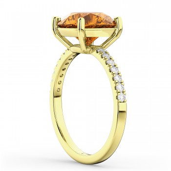 Citrine & Diamond Engagement Ring 14K Yellow Gold 2.01ct