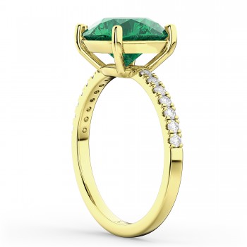Emerald & Diamond Engagement Ring 18K Yellow Gold 2.51ct