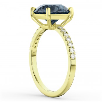 Gray Spinel & Diamond Engagement Ring 14K Yellow Gold 2.01ct