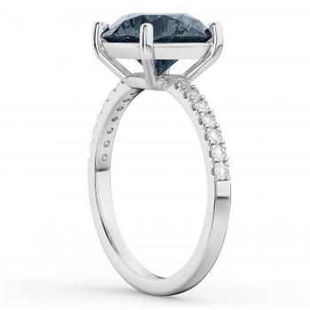 Gray Spinel & Diamond Engagement Ring 18K White Gold 2.01ct