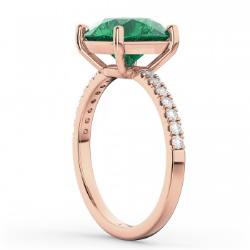 Lab Emerald & Diamond Engagement Ring 18K Rose Gold 2.51ct