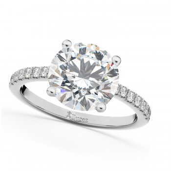 Moissanite & Diamond Engagement Ring 14K White Gold 1.81ct