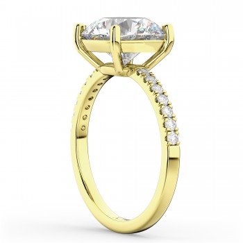 Moissanite & Diamond Engagement Ring 14K Yellow Gold 1.81ct