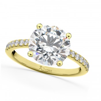 Moissanite & Diamond Engagement Ring 18K Yellow Gold 1.81ct