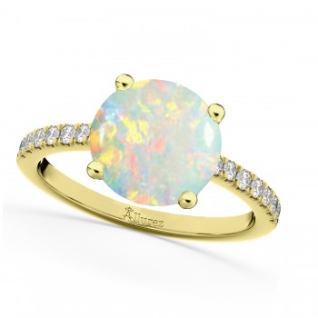 Opal & Diamond Engagement Ring 14K Yellow Gold 1.51ct