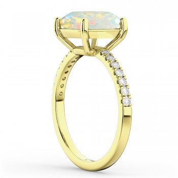 Opal & Diamond Engagement Ring 14K Yellow Gold 1.51ct