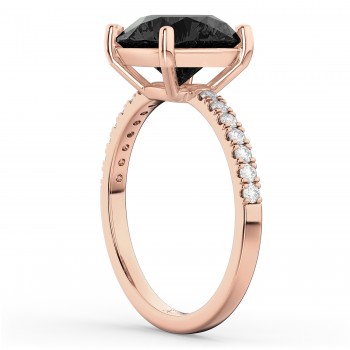 Onyx & Diamond Engagement Ring 14K Rose Gold 2.71ct