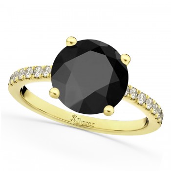 Onyx & Diamond Engagement Ring 14K Yellow Gold 2.71ct