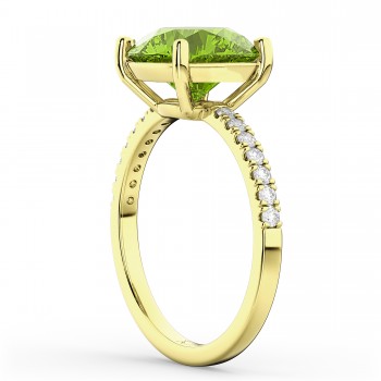 Peridot & Diamond Engagement Ring 14K Yellow Gold 2.21ct