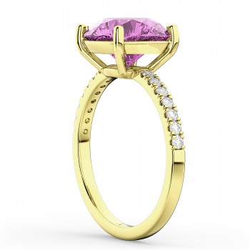 Pink Sapphire & Diamond Engagement Ring 14K Yellow Gold 2.51ct