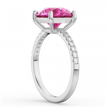 Pink Tourmaline & Diamond Engagement Ring 18K White Gold 2.21ct
