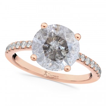 Salt & Pepper & White Diamond Engagement Ring 14K Rose Gold (2.21ct)