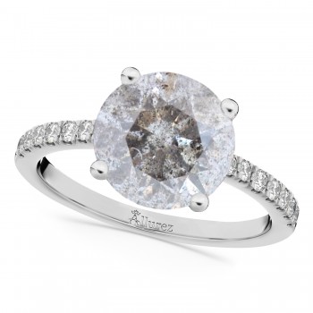 Salt & Pepper & White Diamond Engagement Ring Platinum (2.21ct)