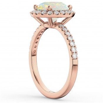 Halo Opal & Diamond Engagement Ring 14K Rose Gold 1.80ct