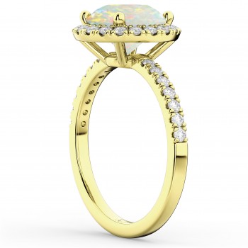 Halo Opal & Diamond Engagement Ring 18K Yellow Gold 1.80ct