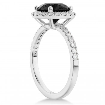 Halo Onyx & Diamond Engagement Ring Platinum 2.90ct