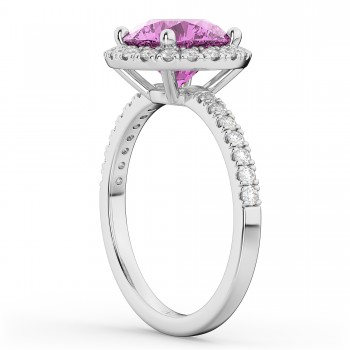 Halo Pink Sapphire & Diamond Engagement Ring Platinum 2.80ct