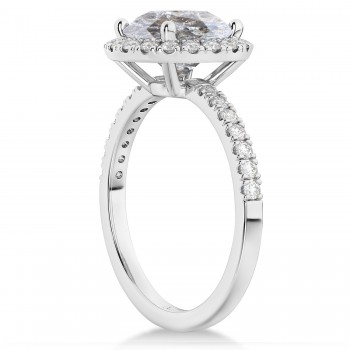 Halo Salt & Pepper & White Diamond Engagement Ring 14K White Gold (2.50ct)