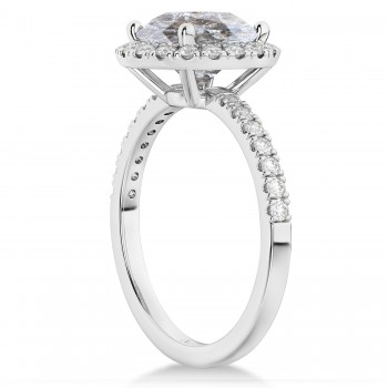 Halo Salt & Pepper & White Diamond Engagement Ring 18K White Gold (2.50ct)