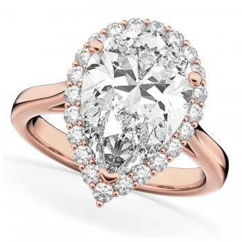 Pear Shaped Halo Diamond Engagement Ring 14K Rose Gold (4.69ct)