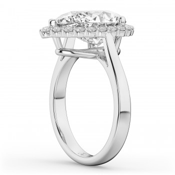 Pear Shaped Halo Diamond Engagement Ring 14K White Gold (4.69ct)