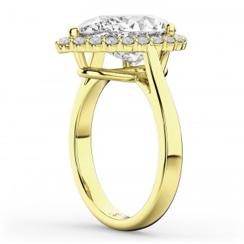 Pear Shaped Halo Diamond Engagement Ring 14K Yellow Gold (4.69ct)