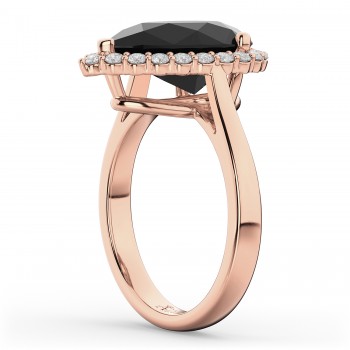 Pear Black Diamond & Diamond Engagement Ring 14K Rose Gold (4.69ct)