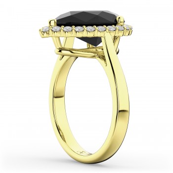 Pear Black Diamond & Diamond Engagement Ring 14K Yellow Gold (4.69ct)