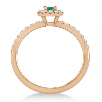 Oval Emerald & Diamond Halo Engagement Ring 14k Rose Gold (0.60ct)