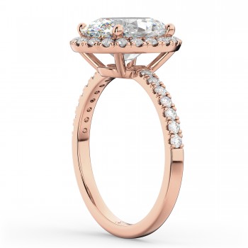 Oval Cut Halo Diamond Engagement Ring 14K Rose Gold (3.51ct)