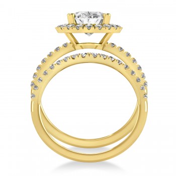 Diamond Oval-Cut Halo Bridal Set 14k Yellow Gold (3.78ct)