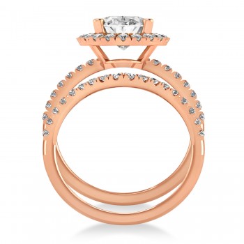 Lab Grown & White Diamonds Oval-Cut Halo Bridal Set 14K Rose Gold (3.78ct)