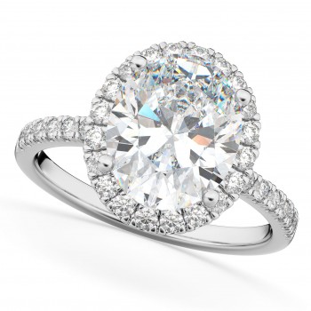 Oval Cut Halo Lab Grown Diamond Engagement Ring 14K White Gold (3.51ct)