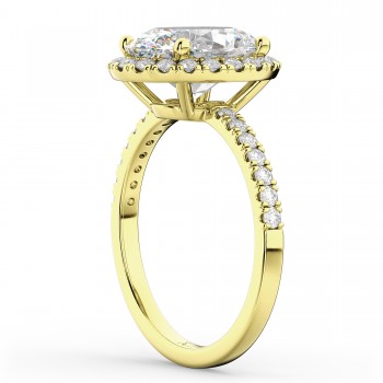 Oval Cut Halo Lab Grown Diamond Engagement Ring 14K Yellow Gold (3.51ct)