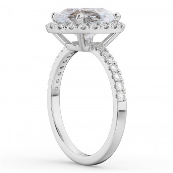 Oval Salt & Pepper Diamond & Diamond Engagement Ring 14K White Gold 3.51ct
