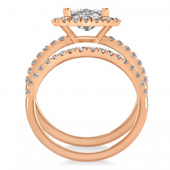 Diamond Cushion-Cut Halo Bridal Set 14k Rose Gold (2.82ct)