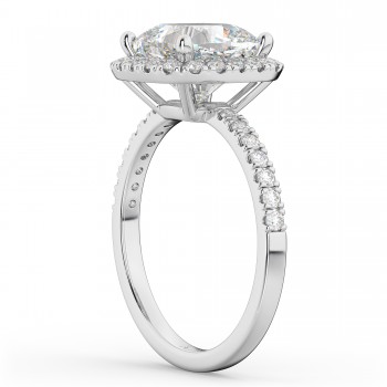 Cushion Cut Halo Lab Grown Diamond Engagement Ring 14k White Gold (2.55ct)